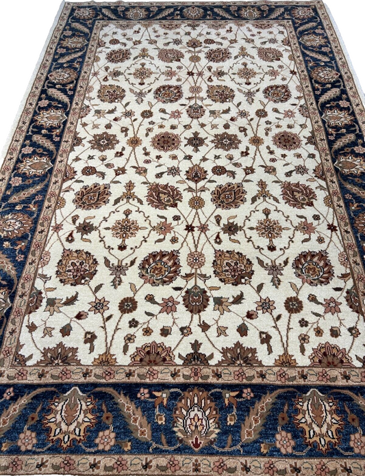 6'x9' Hand-Knotted 100% Wool Pile Indian Agra Carpet - Area Rug