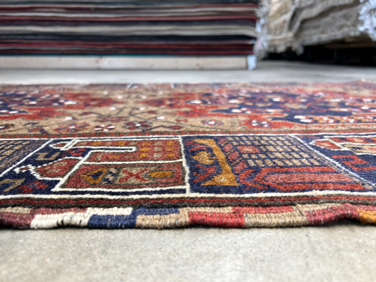 3'x4'2" Antique Hand-Knotted 100% Wool Pile Afghan Rug