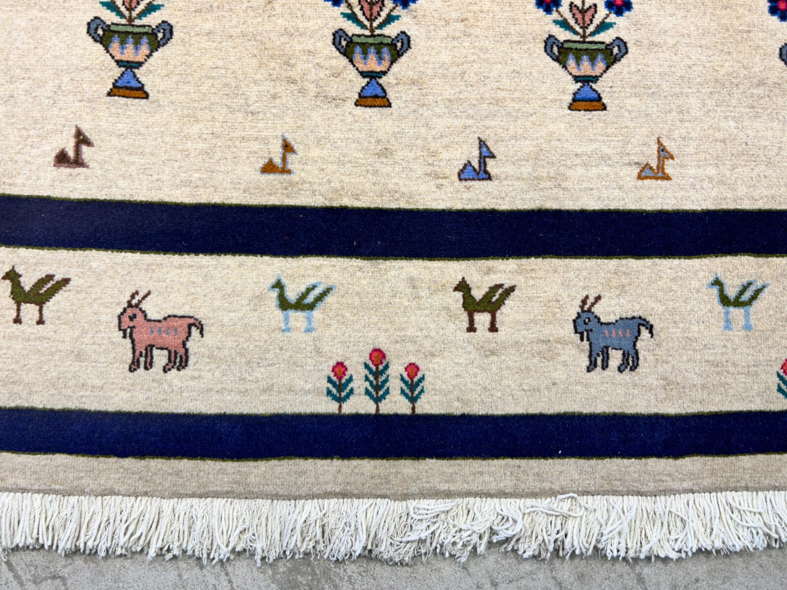 6'3"x9'4" Hand-Knotted 100% Wool Pile Gabeh Carpet - Area Rug