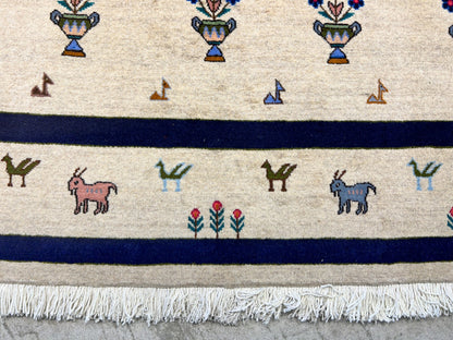 6'3"x9'4" Hand-Knotted 100% Wool Pile Gabeh Carpet - Area Rug