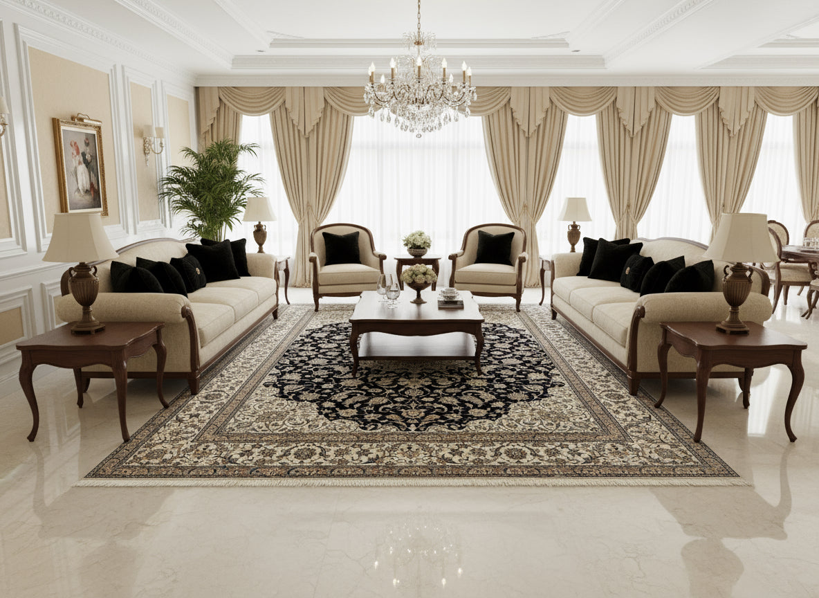 10'4"x14'3" Fine Hand-Knotted Wool & Silk Naine Rug