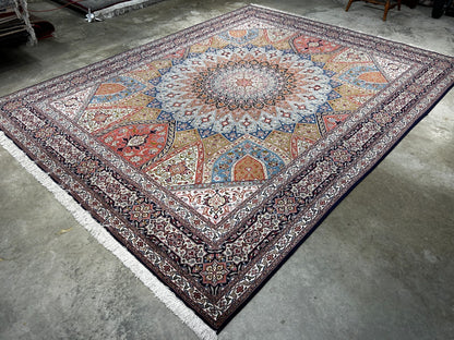 8'3"x10'5" Very Fine Hand-Knotted Wool & Silk Tabrize Rug