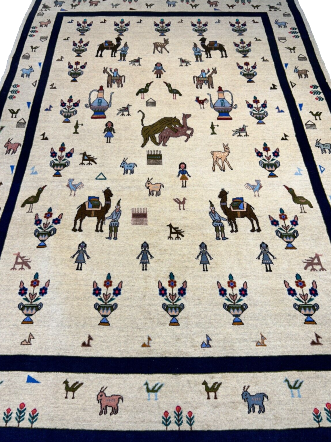 6'3"x9'4" Hand-Knotted 100% Wool Pile Gabeh Carpet - Area Rug