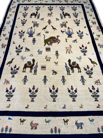 6'3"x9'4" Hand-Knotted 100% Wool Pile Gabeh Carpet - Area Rug