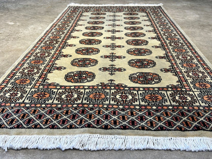 3'1"x4'9" Hand-Knotted 100% Wool Pile Bokhara Rug