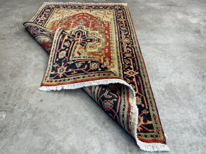 3’x5’ Hand-Knotted 100% Wool Indoserapi Area Rug - Carpet