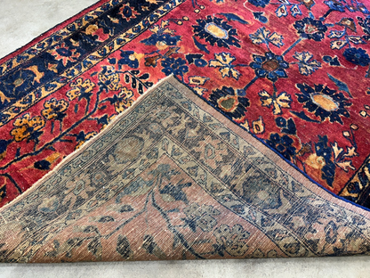 4'10"x6'6" Antique Hand-Knotted 100% Wool Pile Sarouke Area Rug - Carpet