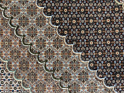 6'7"x9'10" Fine Hand-Knotted Wool & Silk Blend Tabrize Mahi Carpet - Area Rug