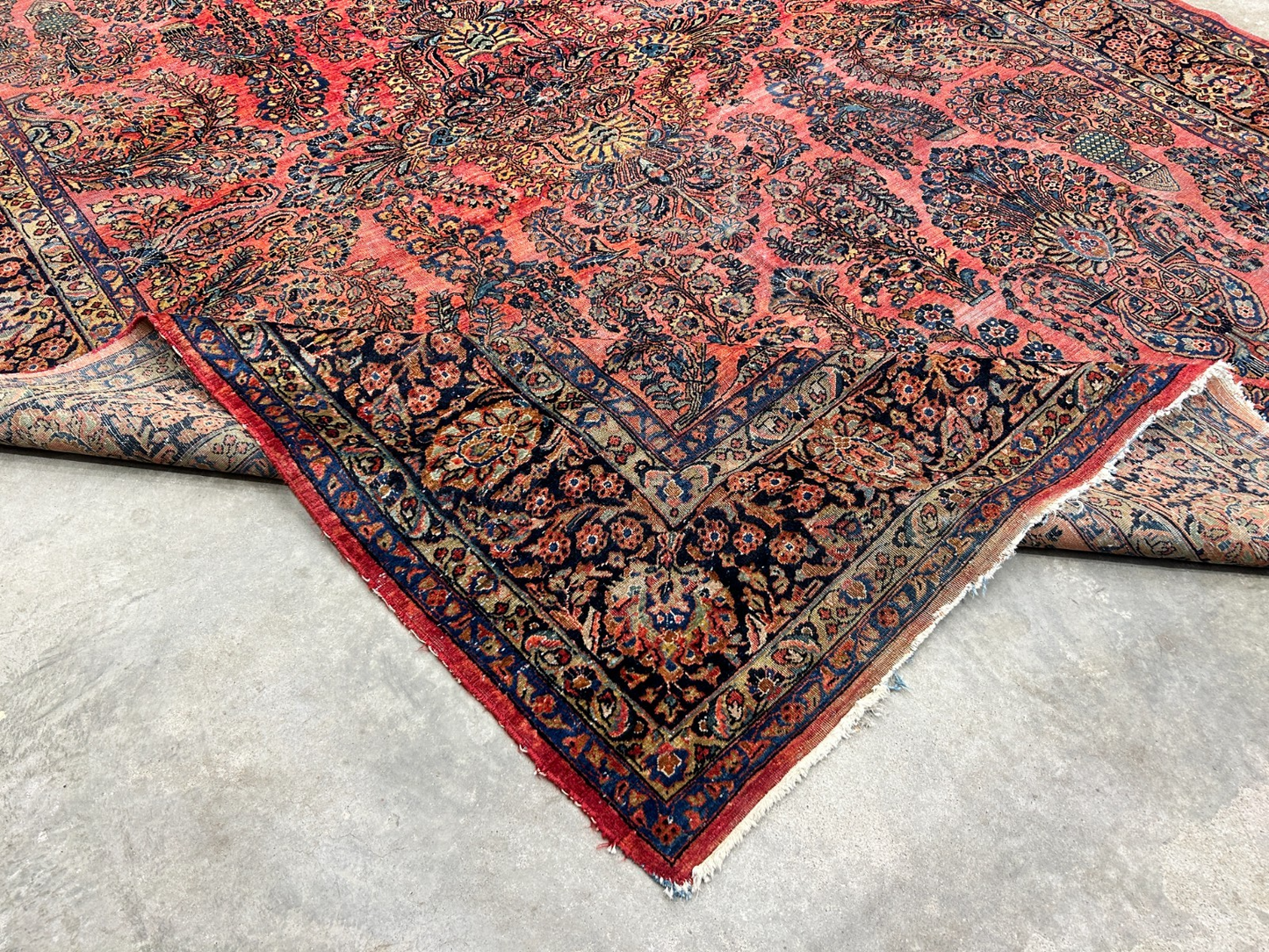 8'11"x11'8" Antique Fine Lamb Wool Sarouke Rug Hand-knotted Carpet