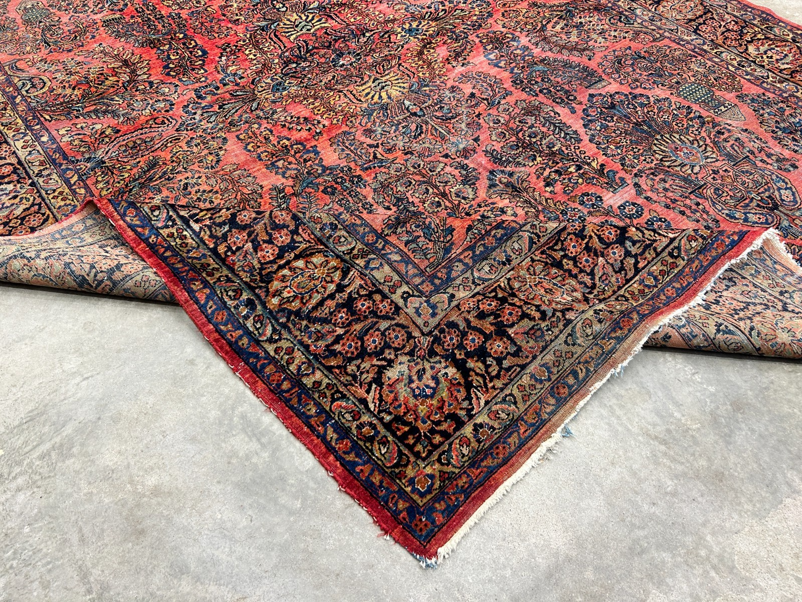 8'11"x11'8" Antique Fine Lamb Wool Sarouke Rug Hand-knotted Carpet