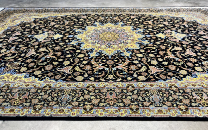 6'6"x10' Exquisite Hand-Knotted 100% Silk Qume Rug
