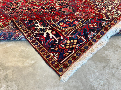7'8"x11'5" Hand-Knotted 100% Wool Pile Herize Rug
