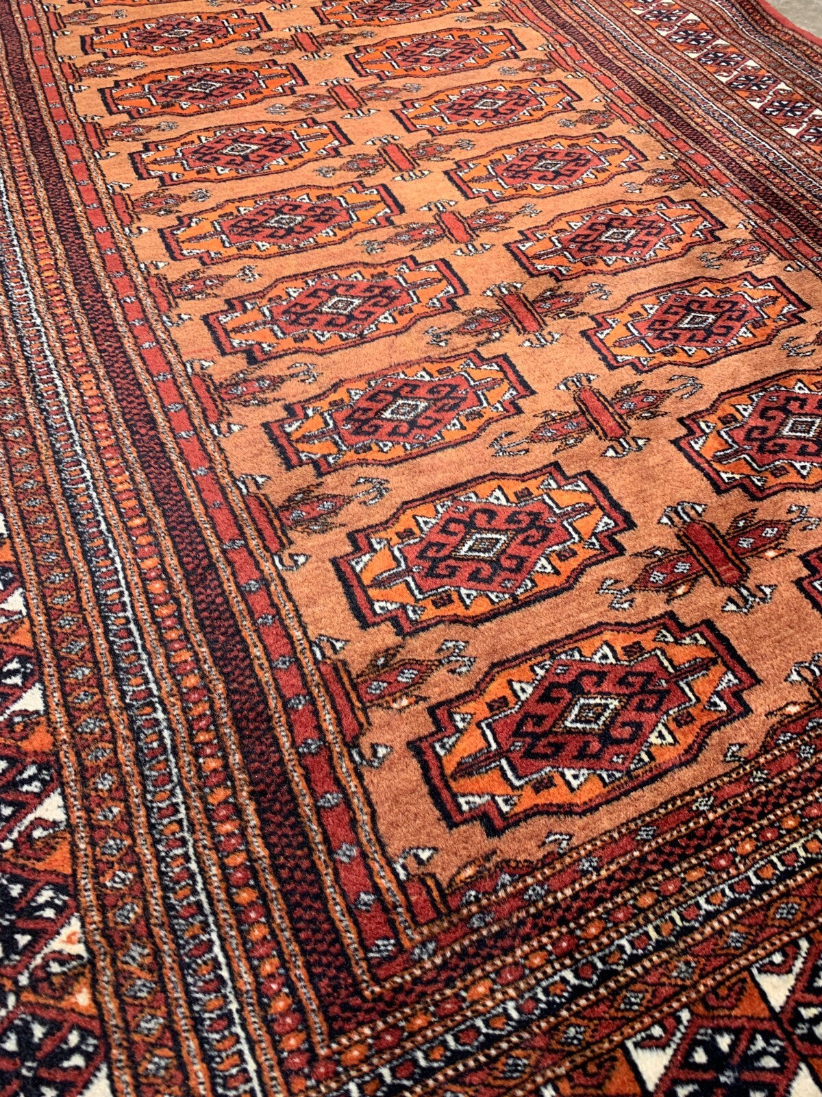 4'2" x 6'0" Hand-Knotted 100% Wool Pile Bokhara Area Rug - Carpet