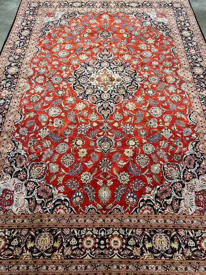 6'10"x9'9" Exquisite Hand-Knotted 100% Silk Kashane Rug
