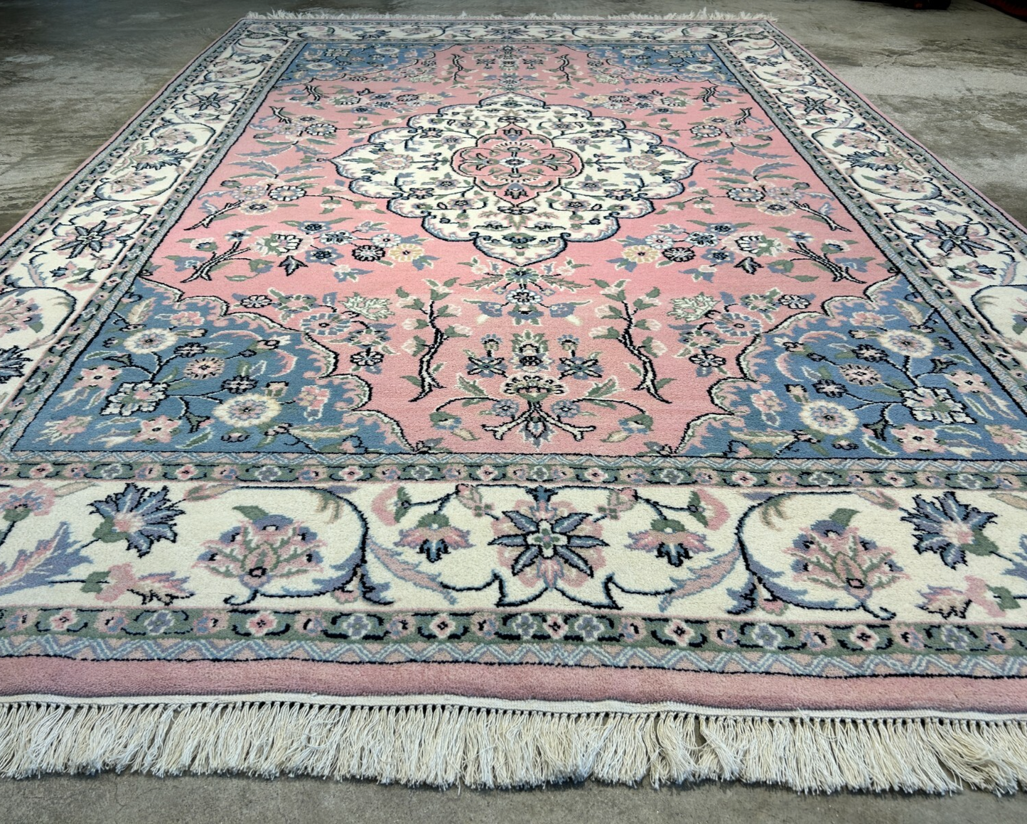 6'2"x8'10" Hand-Knotted 100% Wool Pile Tabrize Design Carpet - Area Rug
