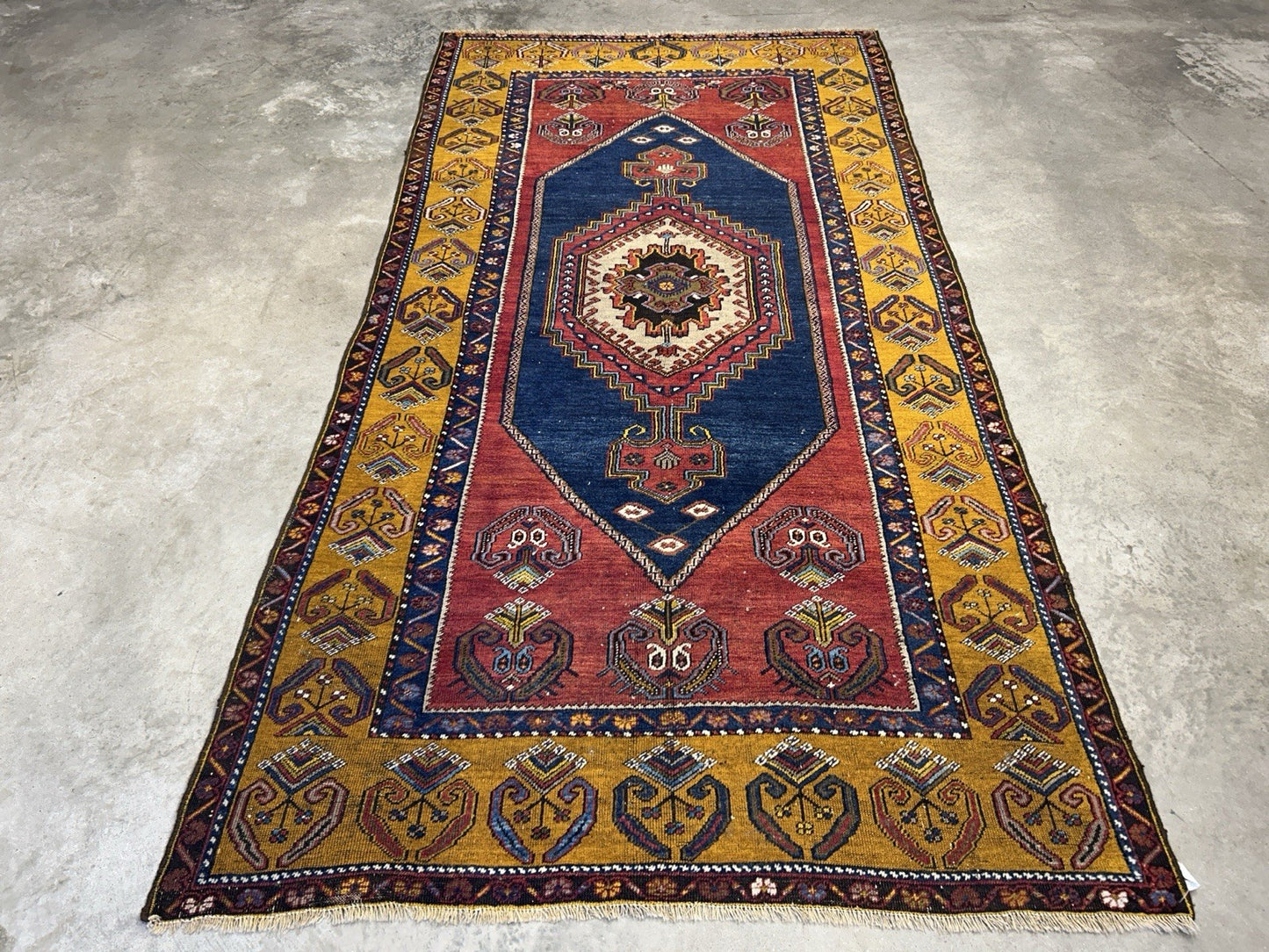 4'2"x8'1" Antique Hand-Knotted 100% Wool Pile Kazak Caucasian Area Rug - Carpet