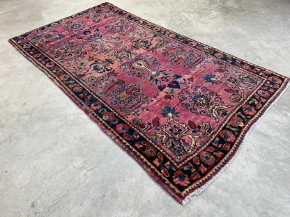 2'7"x4'10" Antique Hand-Knotted 100% Wool Pile Sarouke Area Rug - Carpet