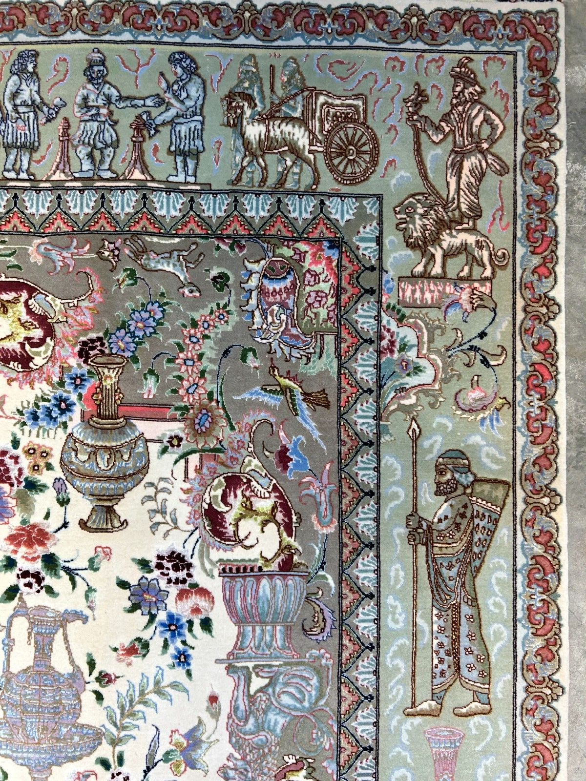 6'6"x10'2" Extra-Fine Hand-Knotted Wool & Silk Blend Tabrize Carpet - Area Rug