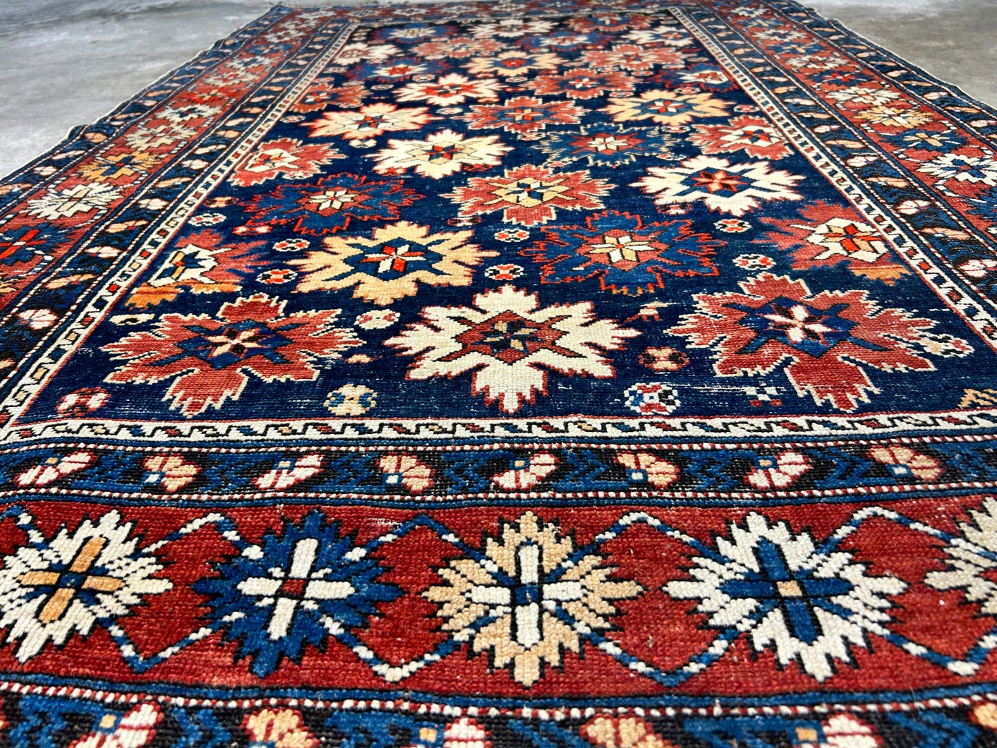 Collector Item -  4'x6'3" Antique Hand-Knotted 100% Wool Pile Kazak Rug