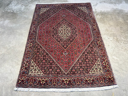 3'9"x5'8" Hand-Knotted 100% Wool Bidjare Carpet - Area Rug
