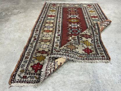 3'x5' Antique Hand-Knotted 100% Wool Pile Caucasian Area Rug - Carpet