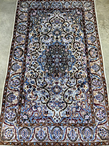 3'x5' Hand-Knotted 100% Kashmiri Silk Oriental Rug