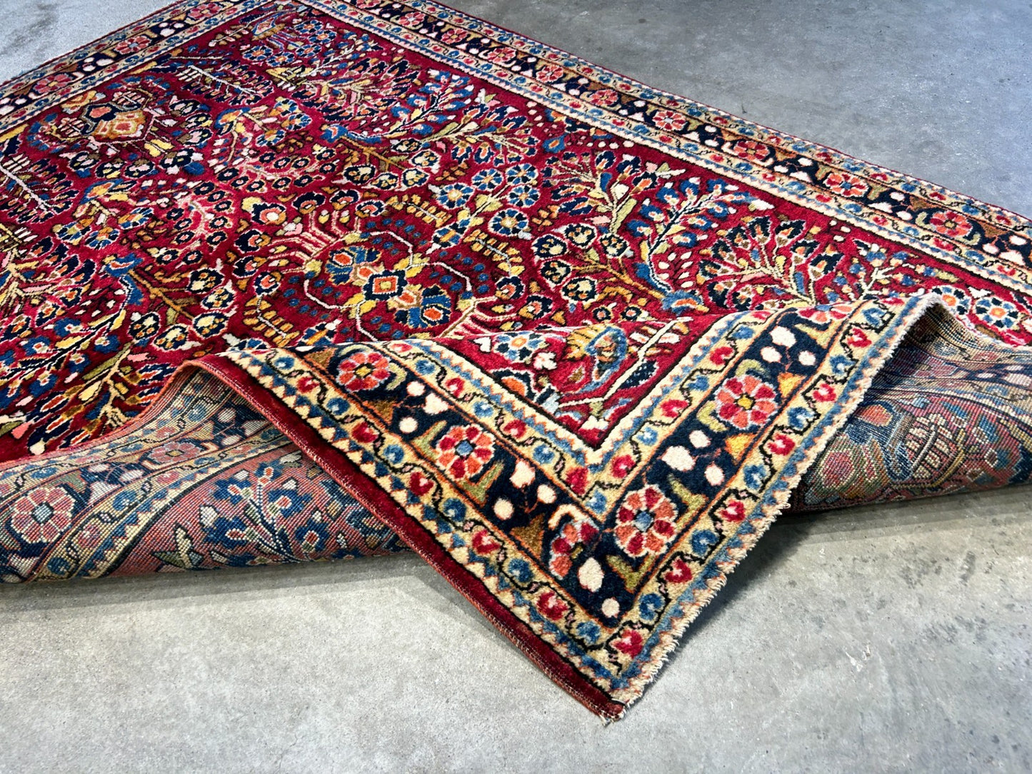 Collector Antique - 3'4"x5'1" Hand-Knotted 100% Wool Pile Sarouke Rug