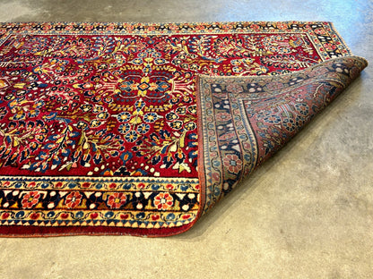 Collector Antique - 3'4"x5'1" Hand-Knotted 100% Wool Pile Sarouke Rug