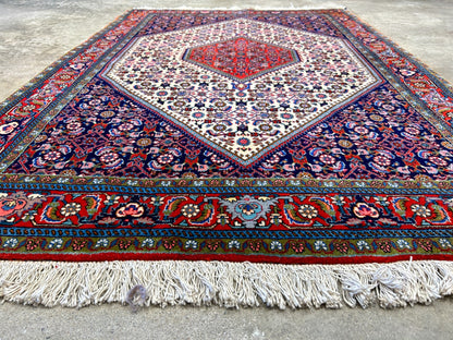 3'9"x5'5" Hand-Knotted 100% Wool Pile Bijare Rug