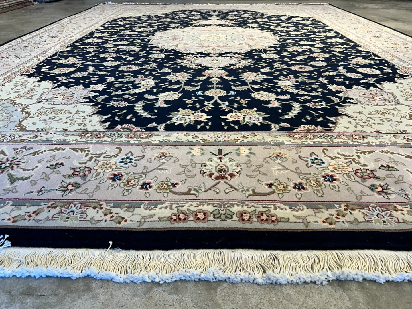 9'x12' Hand-Knotted Wool & Silk Blend Oriental Rug