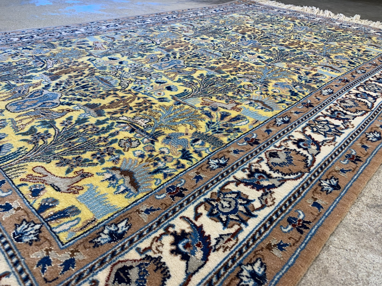 3'7"x5'6'' Very Fine Hand-Knotted Silk & Wool Tree of Life Naine Area Rug - Carp