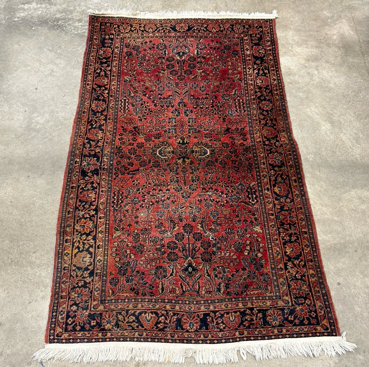 4'9”x6’3” Antique Fine Wool Sarouke Rug Hand-knotted Carpet