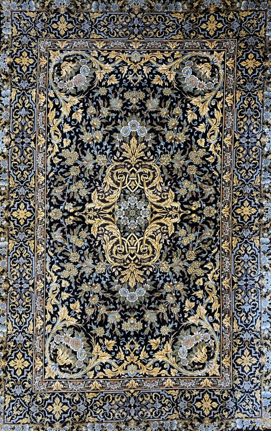3'4"x5'2" Exquisite Extra-Fine Hand-Knotted 100% Silk Qume Area Rug