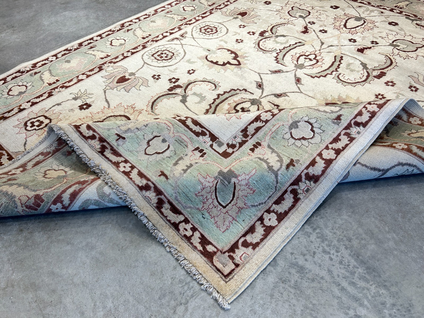 7'1"x9'1" Hand-Knotted 100% Wool Pile Indian Arut Carpet - Area Rug