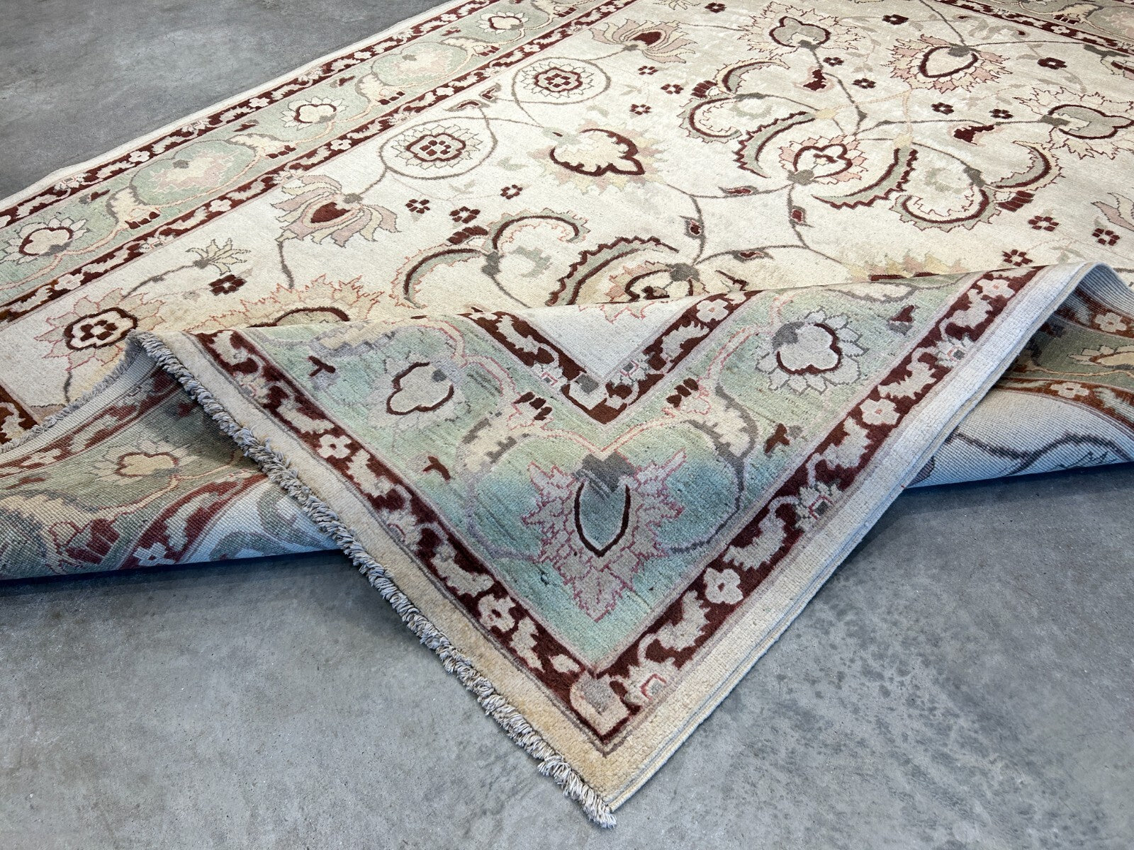 7'1"x9'1" Hand-Knotted 100% Wool Pile Indian Arut Carpet - Area Rug