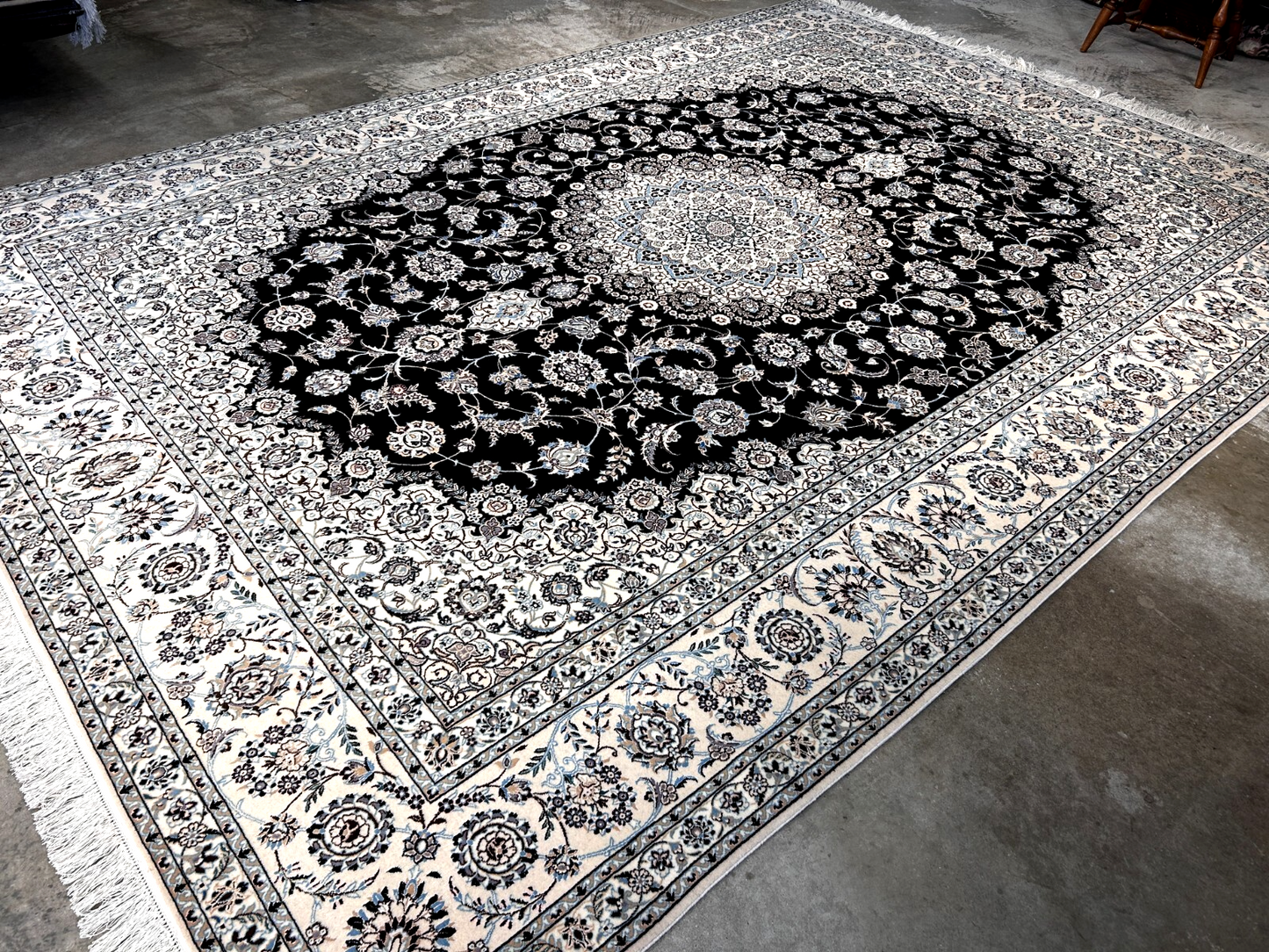  8'3"x11'10'' Very Fine Silk & Wool Habibian Naine Area Rug - Area Carpet