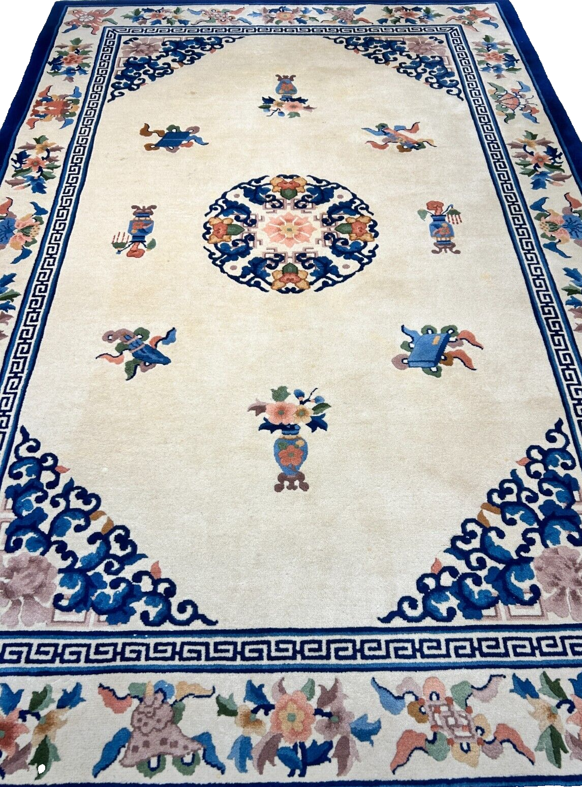 6'x9' Vintage Hand-Knotted Wool Oriental Art Deco Rug - Area Carpet