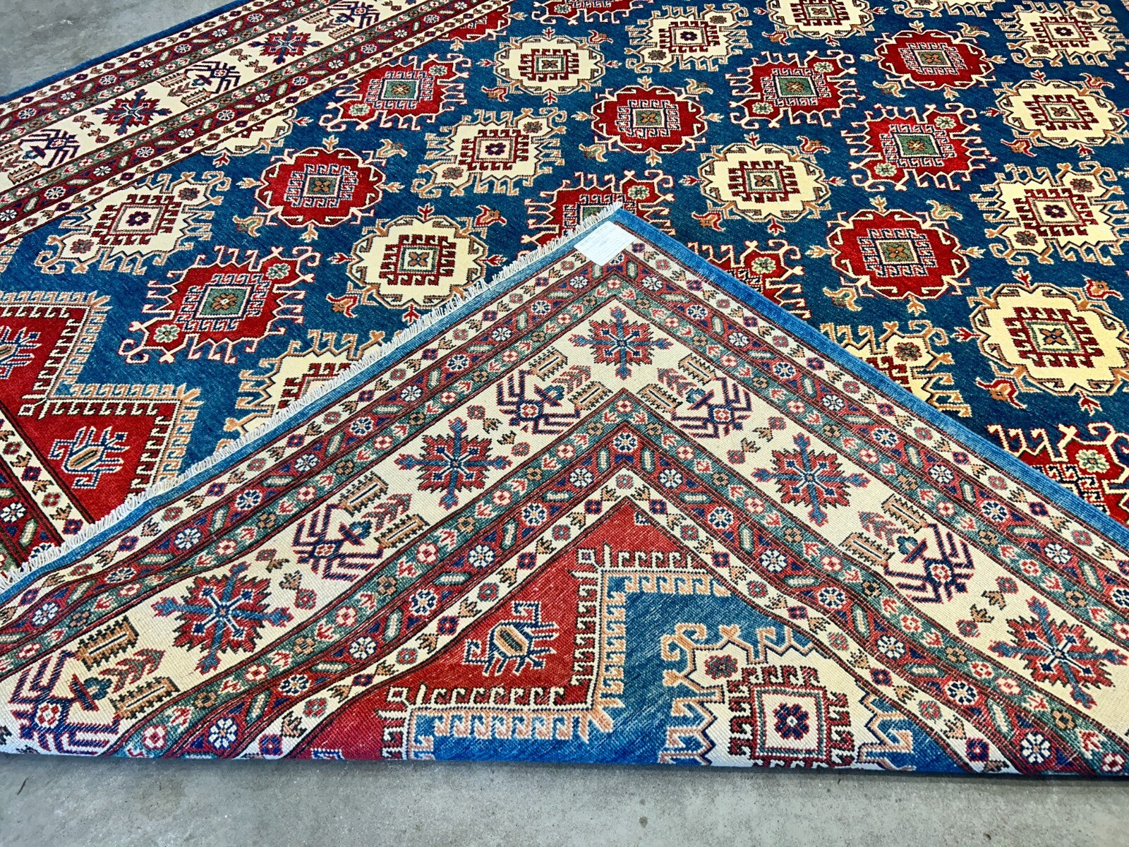 9'x12' Hand-Knotted 100% Wool Pile Kazak Rug