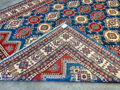 9'x12' Hand-Knotted 100% Wool Pile Kazak Rug