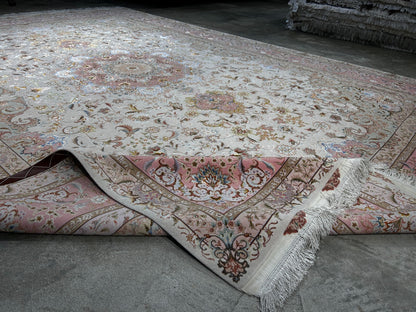 8'2"x11'8" Extra Fine 80-Raj Hand-Knotted Wool & Silk Tabrize Rug