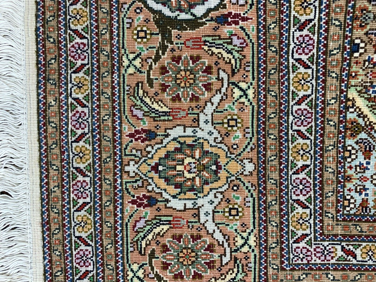 5'x6'4" Fine Hand-Knotted Wool & Silk Blend Tabrize Mahi Carpet - Area Rug