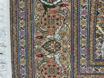 5'x6'4" Fine Hand-Knotted Wool & Silk Blend Tabrize Mahi Carpet - Area Rug