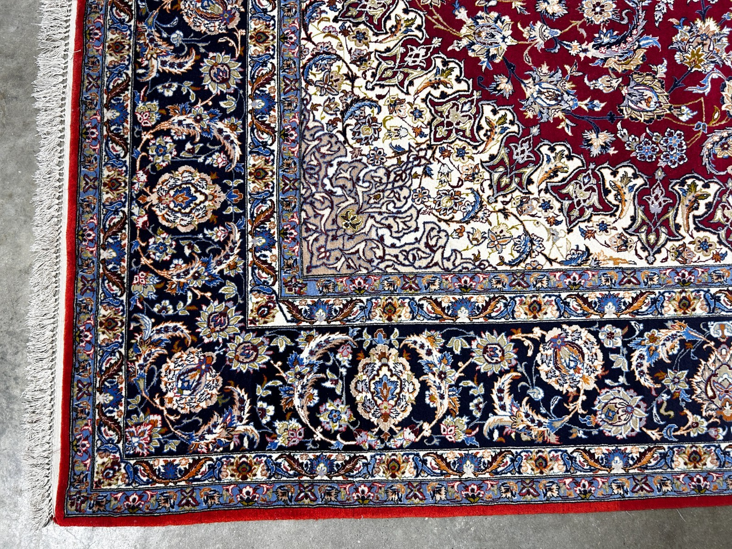 8'1"x11'6" Extra Fine Hand-Knotted Wool & Silk Isfahane Rug