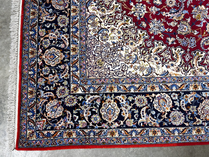 8'1"x11'6" Extra Fine Hand-Knotted Wool & Silk Isfahane Rug