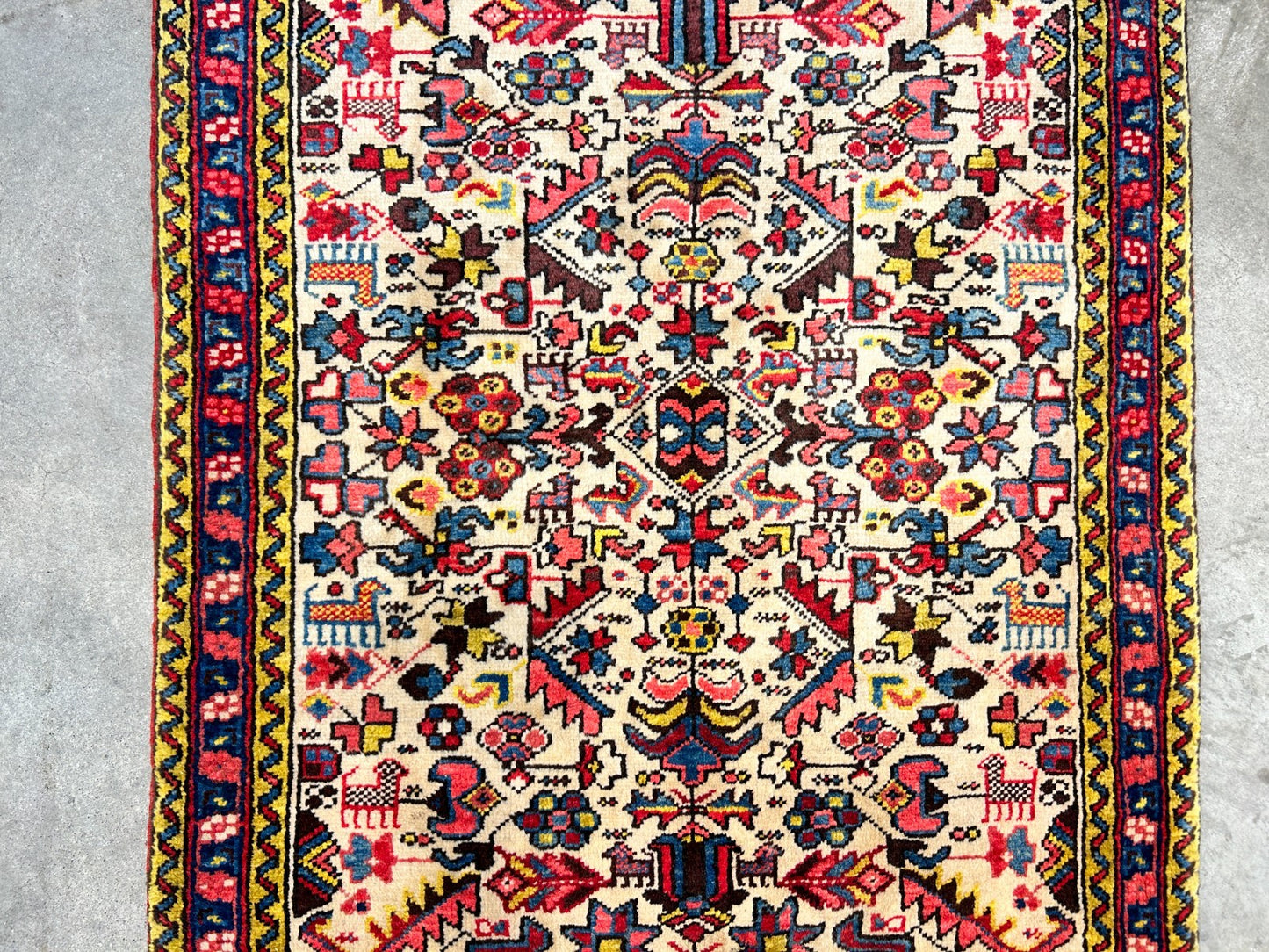 3'2"x5' Antique Hand-Knotted 100% Wool Pile Herize Bakhshayesh Rug