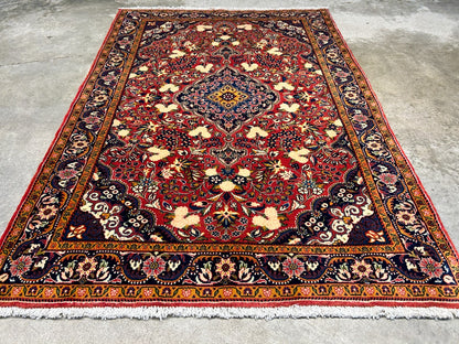 Rare Antique _ 3'4"x4'9" Hand-Knotted 100% Wool Pile Sarouke Josan Area Rug