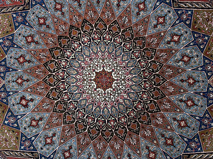 8'3"x10'5" Very Fine Hand-Knotted Wool & Silk Tabrize Rug
