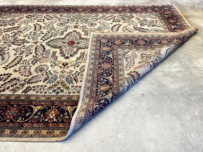 8'8"x11'8" Hand-Knotted 100% Lamb Wool Sarouke Design Carpet - Area Rug