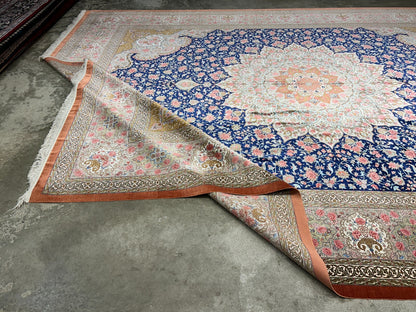 9'11"x13'6" Exquisite Signed Hand-Knotted 100% Silk Qume Rug