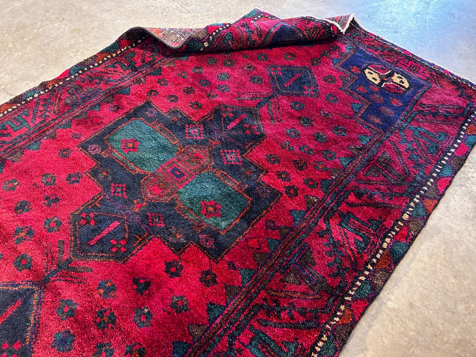 4'10" x 8'10" Hand-Knotted 100% Wool Pile Hamadane Area Rug - Carpet